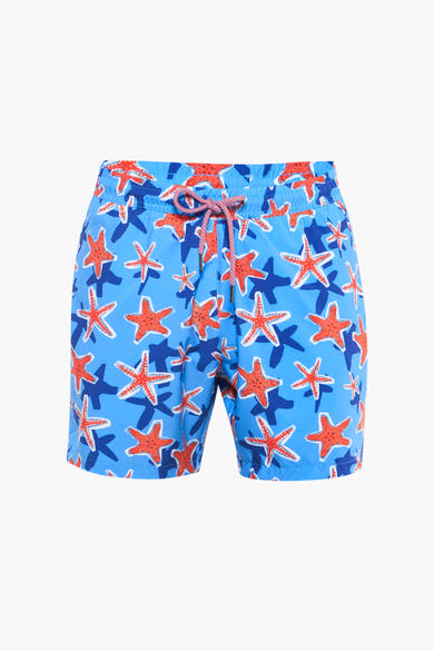 Short de bain multicolore de PRIVATE BLUE, avec motif étoile de mer rouge.