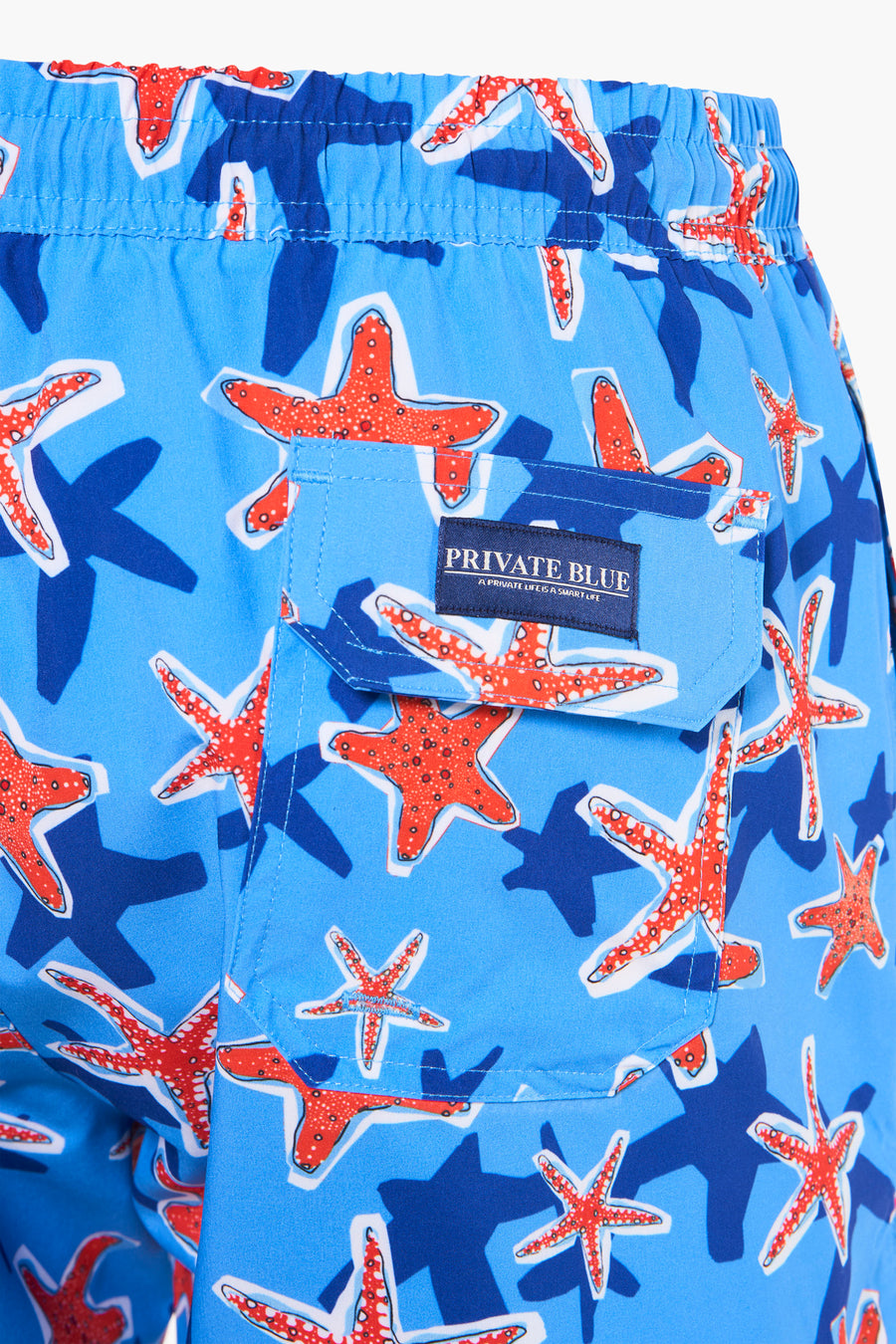Short de bain multicolore de PRIVATE BLUE, motif étoiles de mer et poche plaquée.
