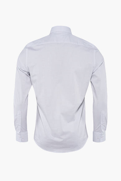 Groen overhemd met lange mouwen van PRIVATE BLUE, met discreet patroon en nette pasvorm, achterzijde.