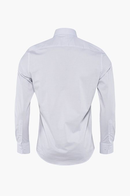 Groen overhemd met lange mouwen van PRIVATE BLUE, met discreet patroon en nette pasvorm, achterzijde.