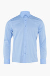 Blauw overhemd met lange mouwen van PRIVATE BLUE, met centrale knoopsluiting en klassieke kraag.