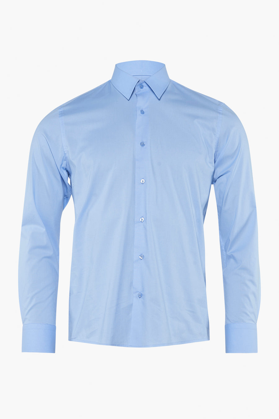 Blauw overhemd met lange mouwen van PRIVATE BLUE, met centrale knoopsluiting en klassieke kraag.
