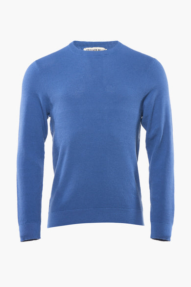 Pull bleu en maille de PRIVATE BLUE, à texture fine et coupe classique.