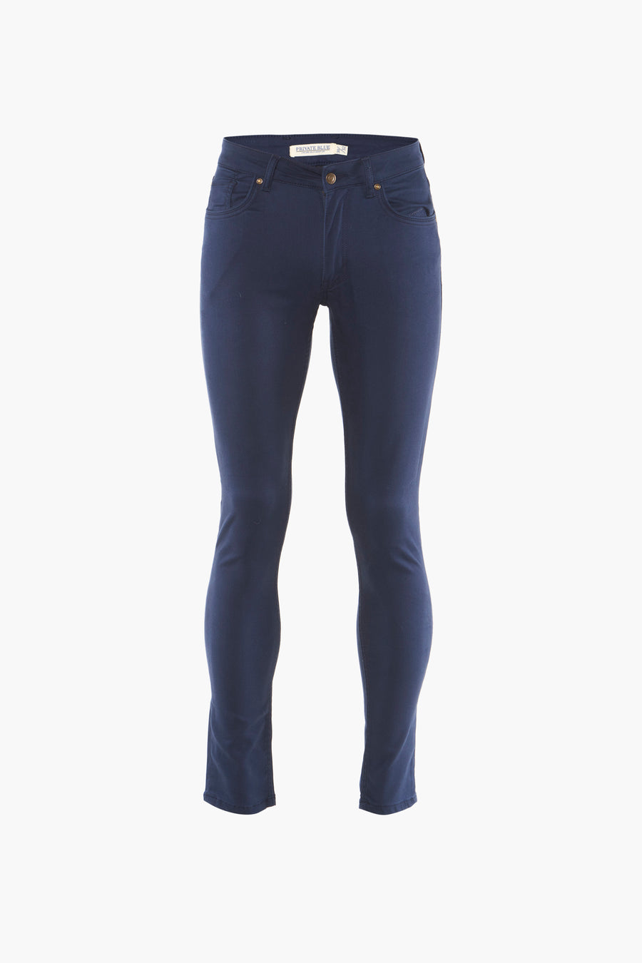 Pantalon coloré bleu de PRIVATE BLUE, coupe ajustée, avec poches avant et fermeture à bouton.