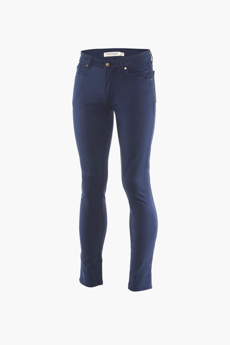 Bleu gekleurde broek van PRIVATE BLUE, slanke pasvorm, met een klem en knop.