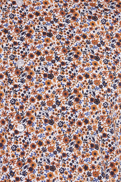 Chemise à manches longues multicolore de PRIVATE BLUE avec motif floral et boutons blancs.
