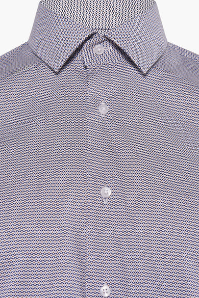 Multikleuren overhemd met lange mouwen van PRIVATE BLUE, met geometrisch patroon en witte knopen.