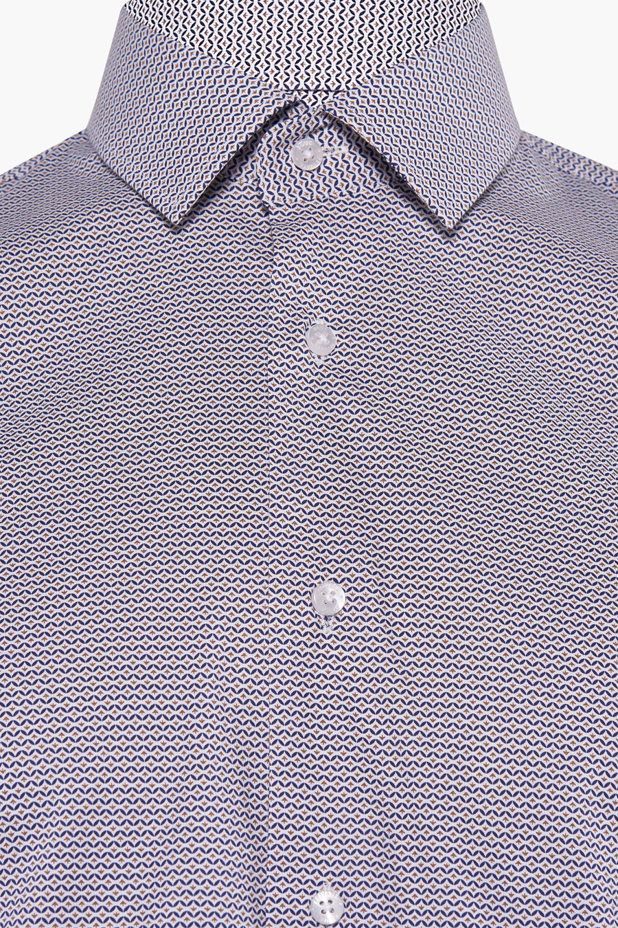 Multikleuren overhemd met lange mouwen van PRIVATE BLUE, met geometrisch patroon en witte knopen.