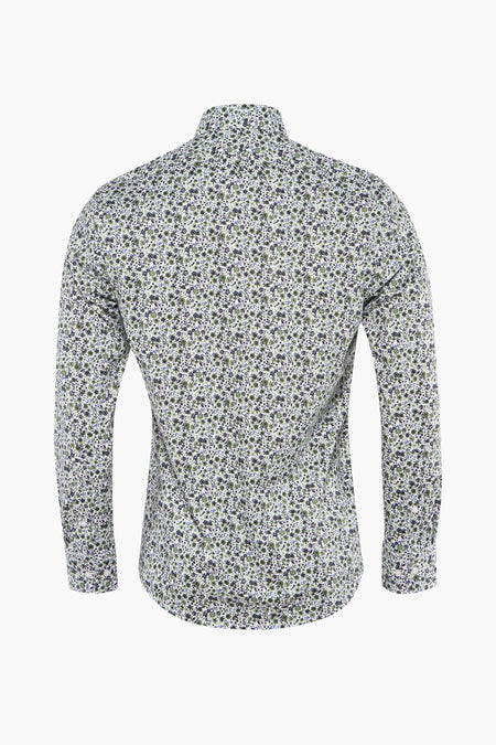 Multikleuren overhemd met lange mouwen van PRIVATE BLUE, met bloemenpatroon op een witte achtergrond.