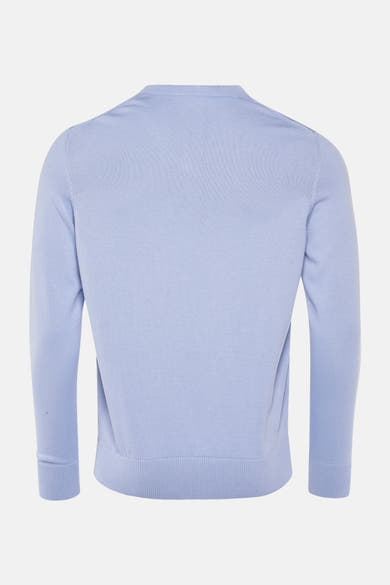 V-hals trui lichtblauw van PRIVATE BLUE, achterzijde.