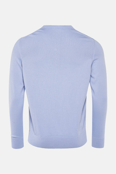 V-hals trui lichtblauw van PRIVATE BLUE, achterzijde.