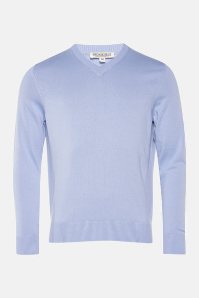 Pull met V-hals - Lichtblauw