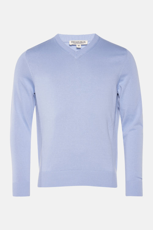 Pull met V-hals - Lichtblauw