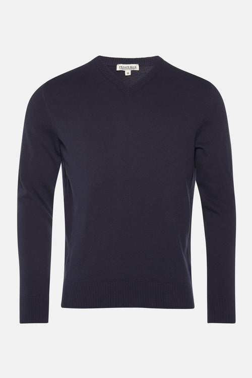 Pull met V-hals - blauw