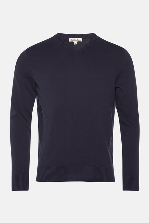 Pull met V-hals - blauw