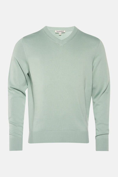 Pull col V Vert - PRIVATE BLUE