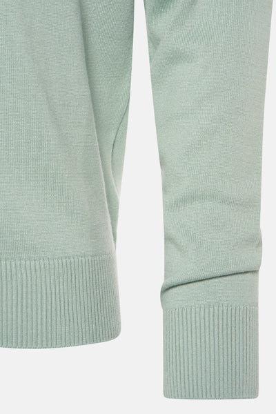Groene V-hals trui van PRIVATE BLUE, in ribgebreid, met randen in dezelfde kleur.