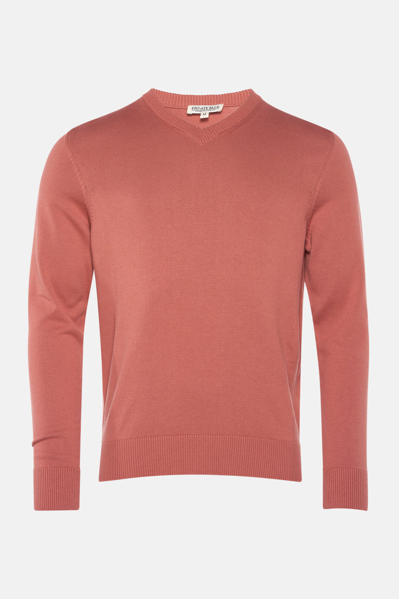 Trui met V-hals Oranje - PRIVATE BLUE