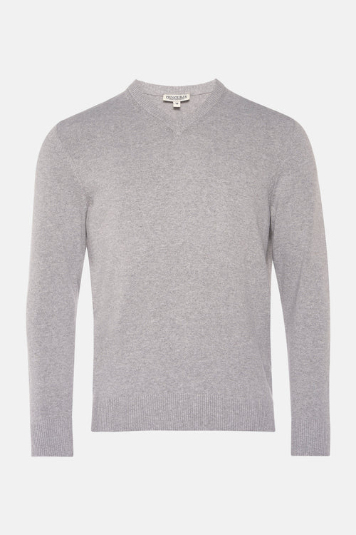 Pull col V Gris - PRIVATE BLUE