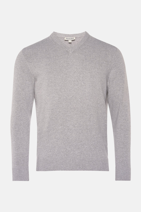 Pull col V Gris - PRIVATE BLUE