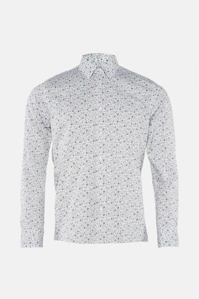 Meisjesjas met lange mouwen van PRIVATE BLUE, met een delicate bloemprint op een lichte achtergrond.