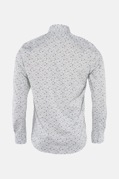 Multicoloree-shirt met lange mouwen van PRIVATE BLUE met een bloemmotief over de gehele oppervlakte, rugweergave.