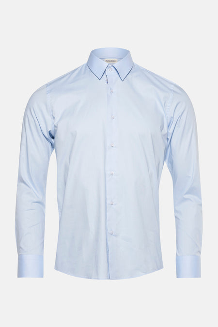 Blauw overhemd met lange mouwen van PRIVATE BLUE, met knopen aan de voorkant en een klassieke kraag.