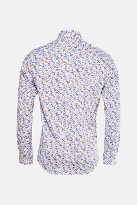 Multikleuren overhemd met lange mouwen van PRIVATE BLUE, all-over bloemenprint, achterzijde.
