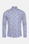 Chemise à manches longues bleue de PRIVATE BLUE avec un motif floral et une coupe classique.