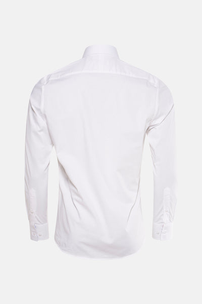 Chemise blanche à manches longues de PRIVATE BLUE, vue de dos, avec des poignets boutonnés.