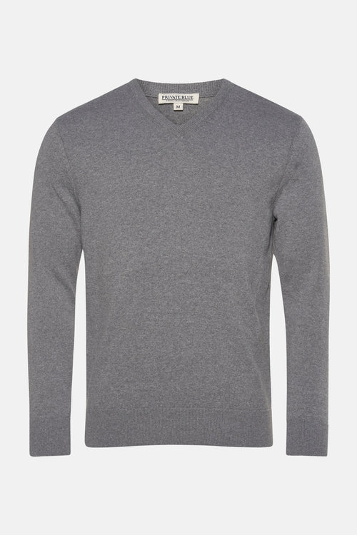 Trui met V-hals Grijs - PRIVATE BLUE