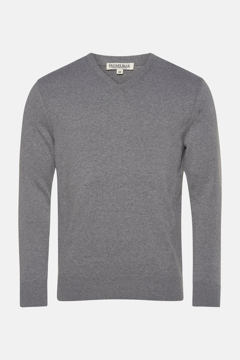 Trui met V-hals Grijs - PRIVATE BLUE
