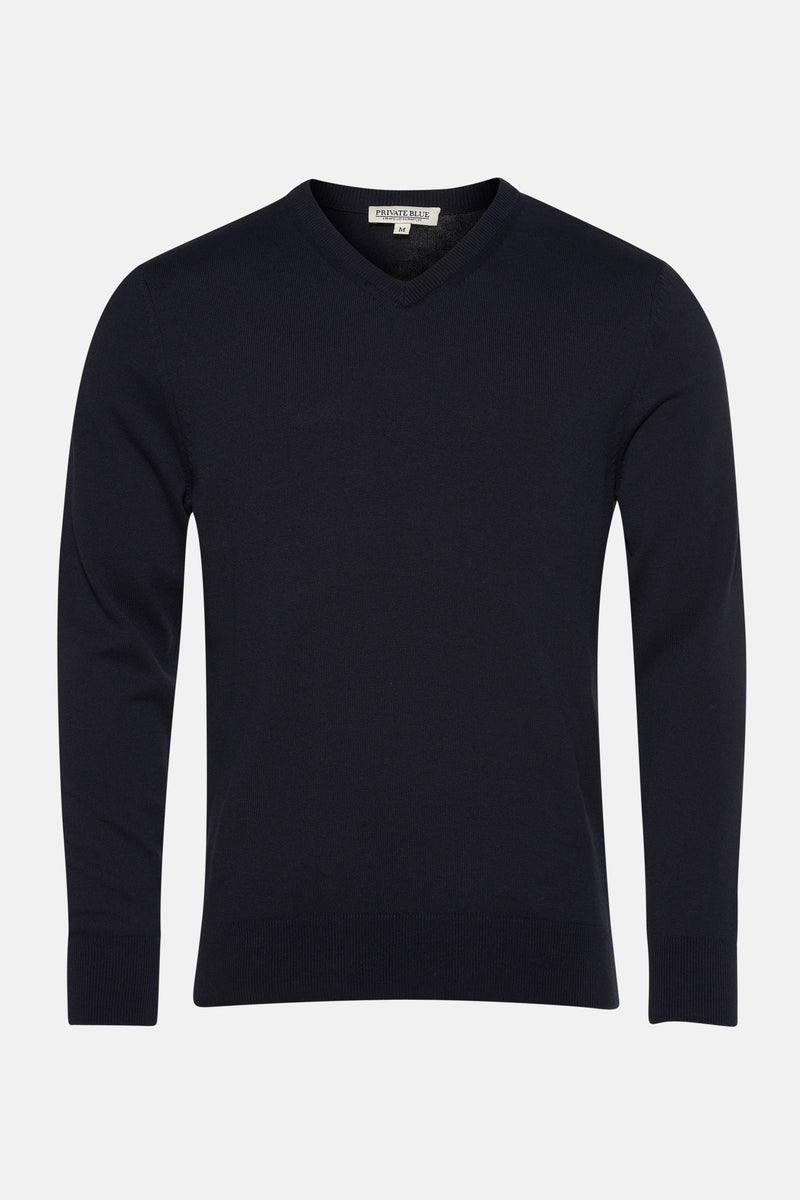 Trui met V-hals Blauw - PRIVATE BLUE