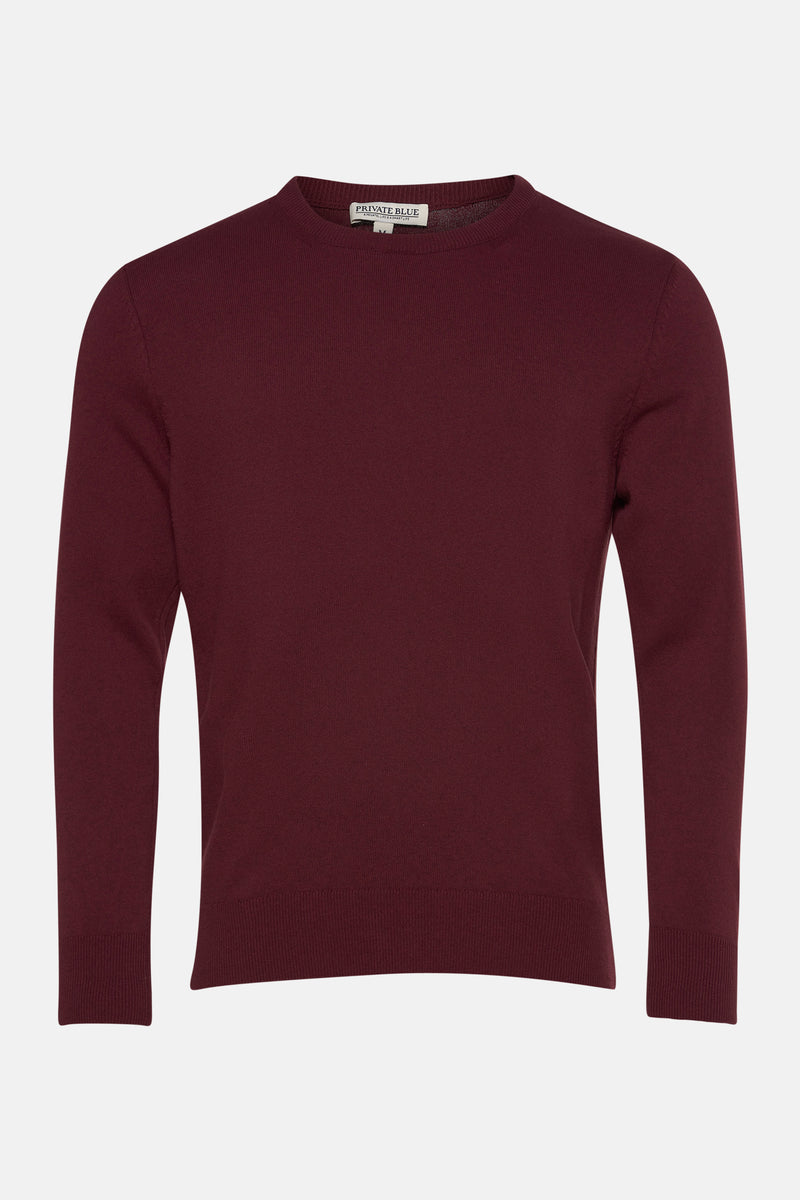 Pull col rond Bordeaux - PRIVATE BLUE