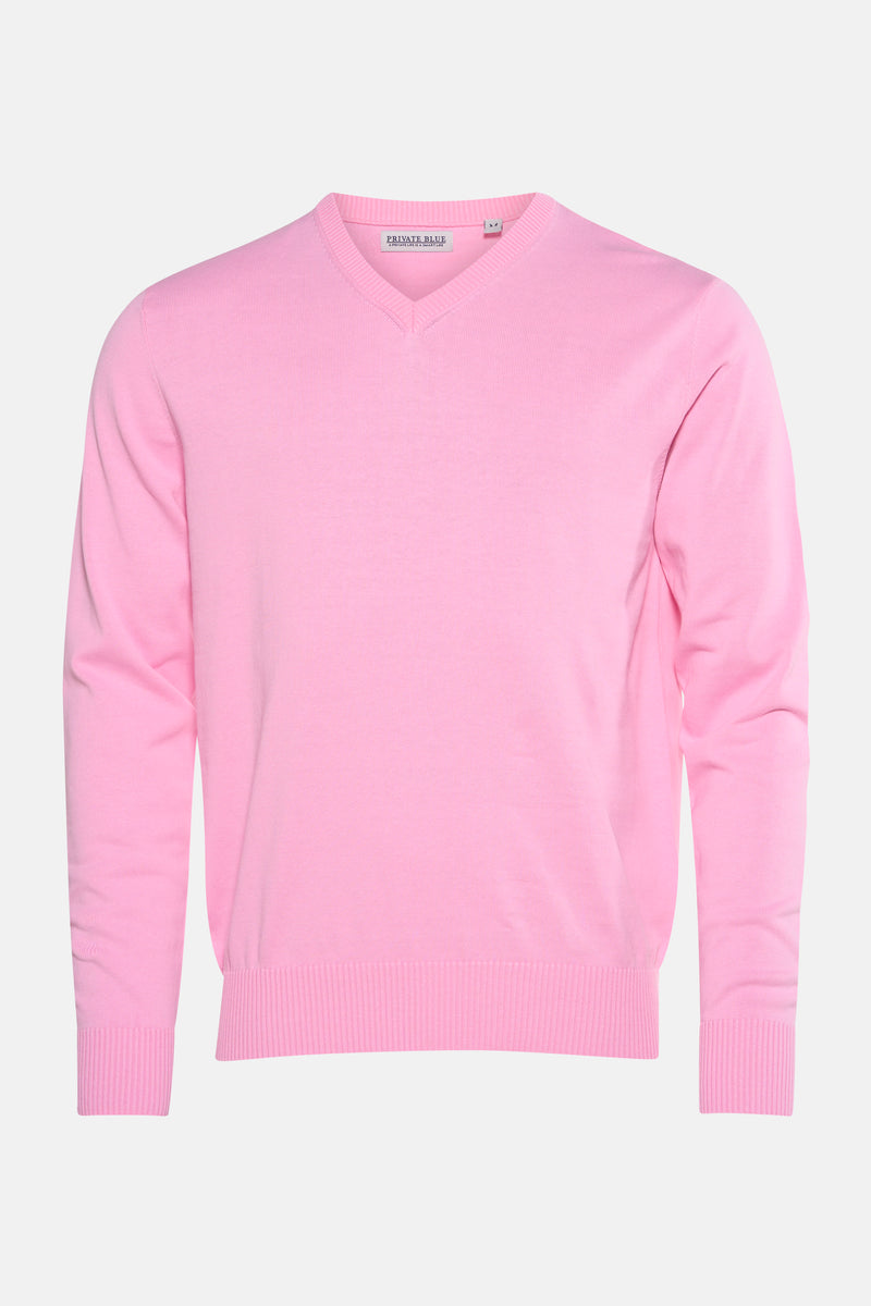 Trui met V-hals roze - PRIVATE BLUE