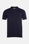 Polo bleu marine en maille, de PRIVATE BLUE, avec patte de boutonnage classique et manches courtes.