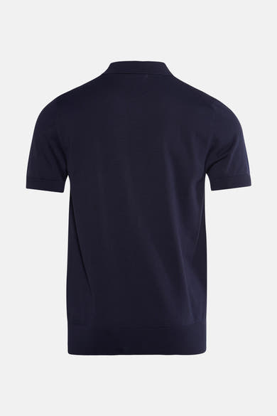 Pull col V bleu marine de PRIVATE BLUE, en maille fine, vue de dos.
