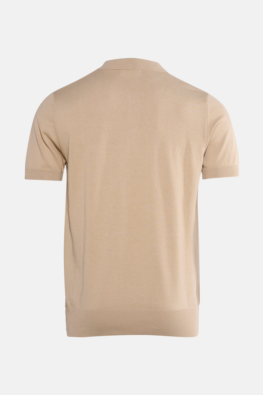 Beige V-hals trui van PRIVATE BLUE, achterkant, met korte mouwen en fijne breinaald.