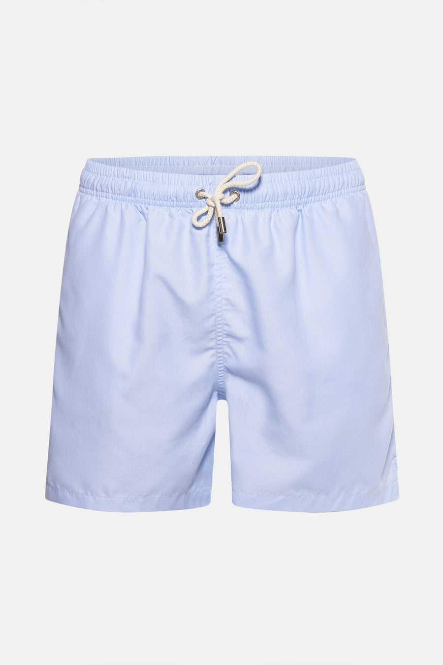 Lichtblauwe zwembroek van PRIVATE BLUE, met paspelzak aan de achterkant en elastische tailleband.