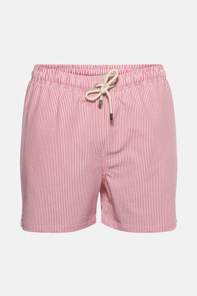 Roze gestreepte zwembroek van PRIVATE BLUE, met opgestikte zak en metalen oogje.
