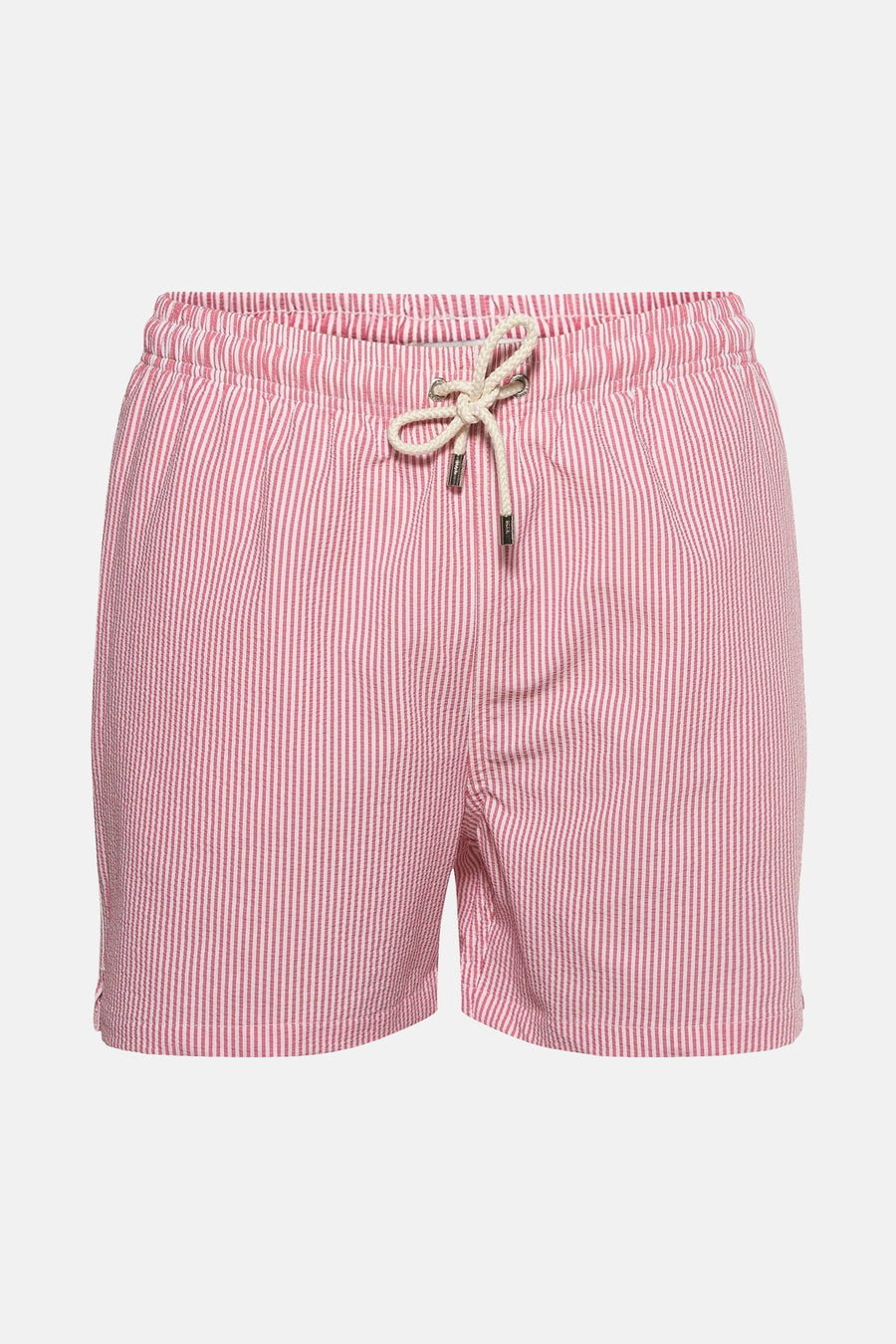 Roze gestreepte zwembroek van PRIVATE BLUE, met opgestikte zak en metalen oogje.