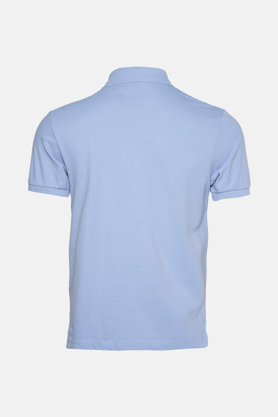 Polo à manches courtes bleu de PRIVATE BLUE, vue arrière sur fond blanc.