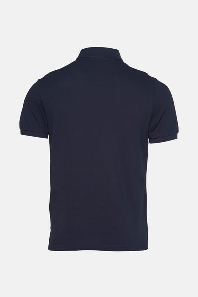 Polo à manches courtes bleu foncé de PRIVATE BLUE, vue arrière sur fond clair.