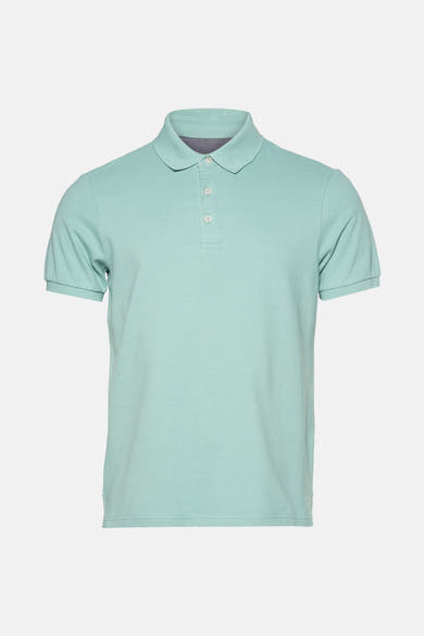 Groen poloshirt met korte mouwen van PRIVATE BLUE, met drie knopen en in pique stof.