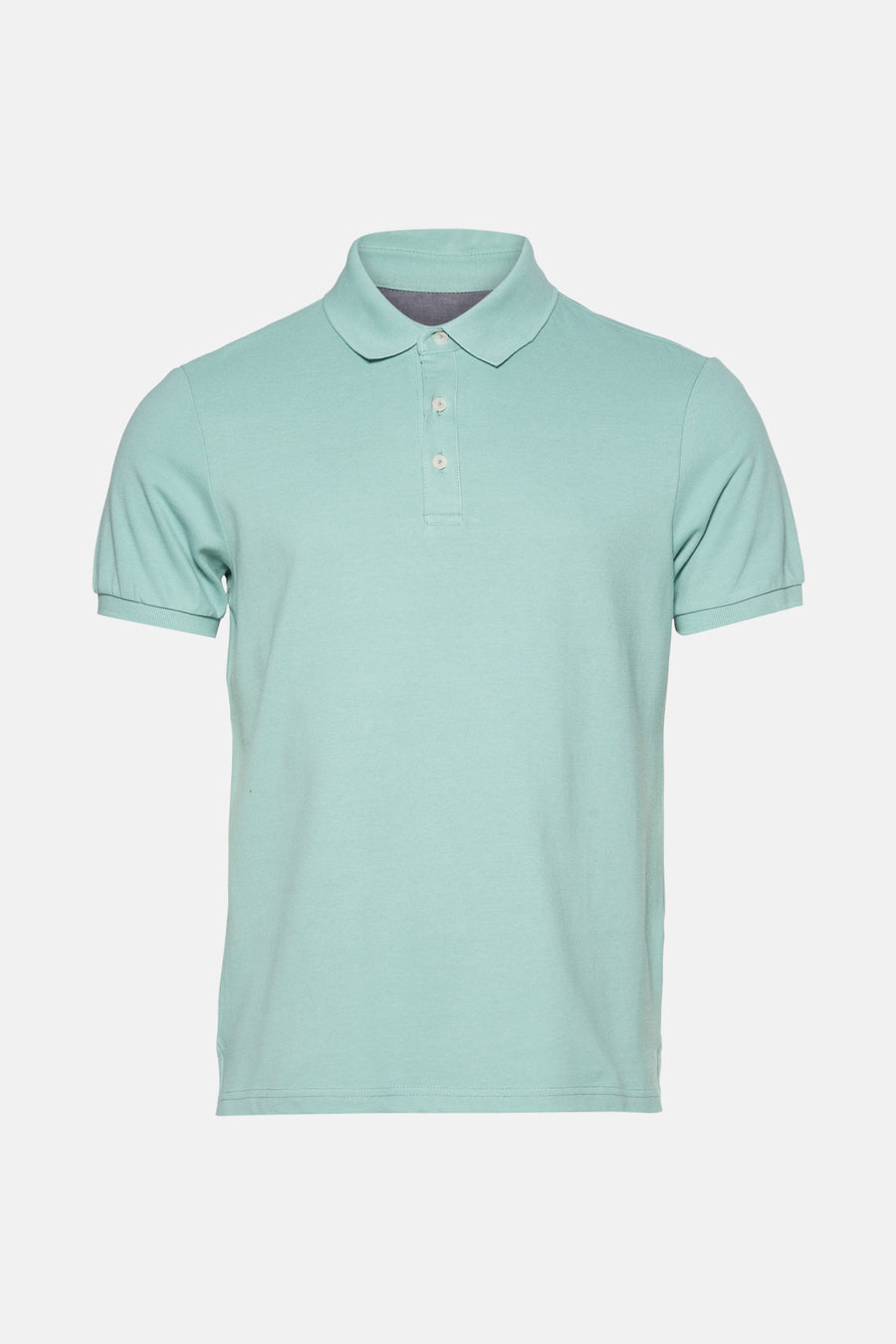 Groen poloshirt met korte mouwen van PRIVATE BLUE, met drie knopen en in pique stof.