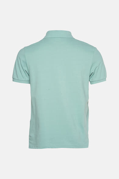 Groen poloshirt met korte mouwen van PRIVATE BLUE, achteraanzicht, met klassieke kraag en korte mouwen.