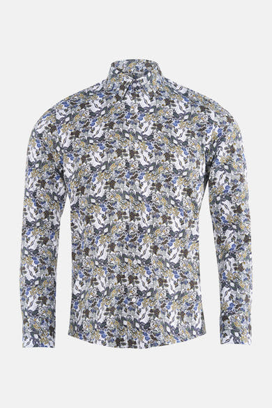 Chemise à manches longues multicolore de PRIVATE BLUE, avec imprimé floral stylisé.
