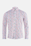 Chemise à manches longues multicolore de PRIVATE BLUE, à motif fleuri sur fond blanc.