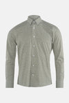 Chemise à manches longues verte de PRIVATE BLUE, imprimé fleuri sur fond blanc, boutons blancs.
