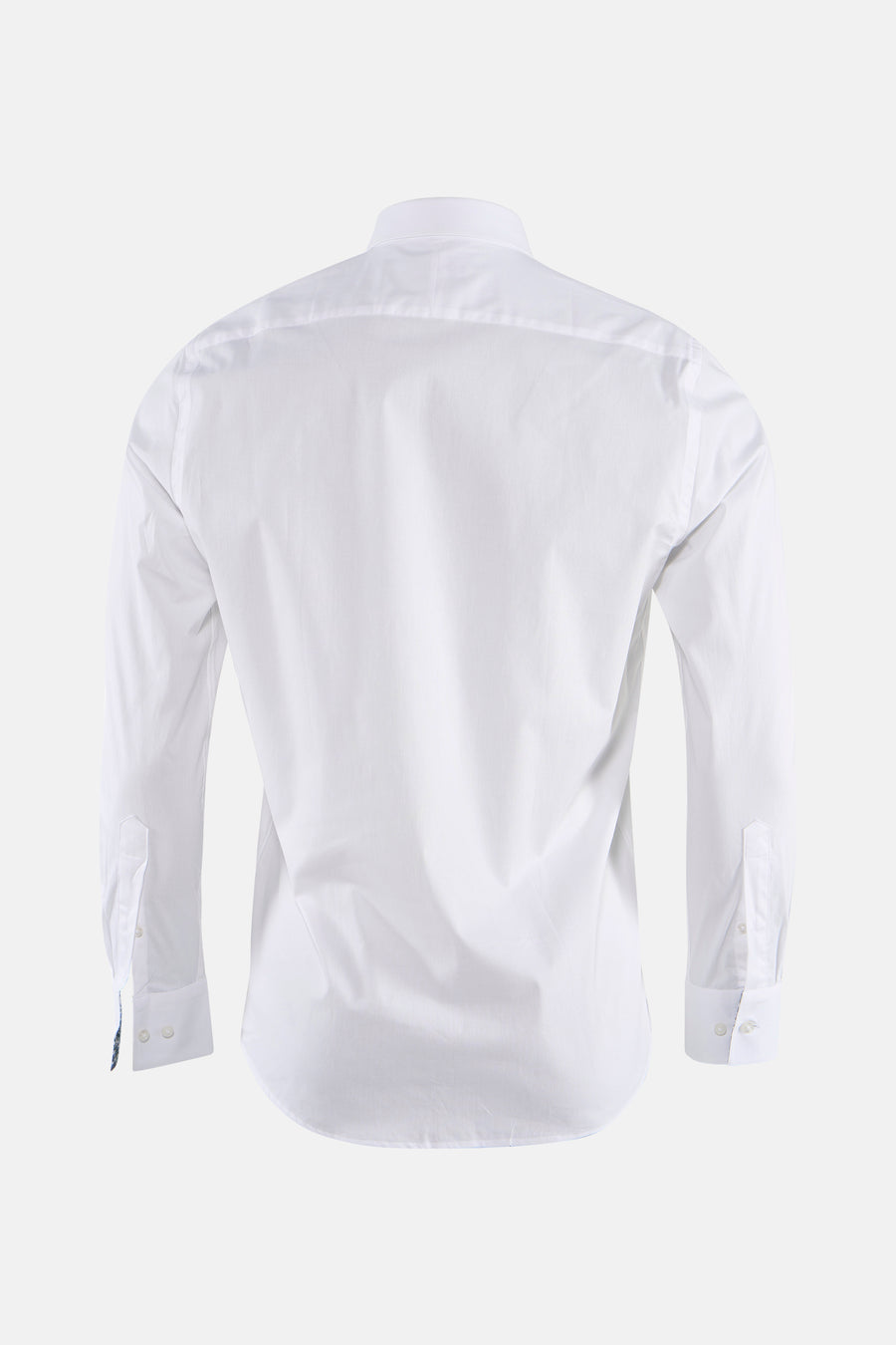 Chemise blanche à manches longues de PRIVATE BLUE, vue de dos avec des poignets boutonnés.